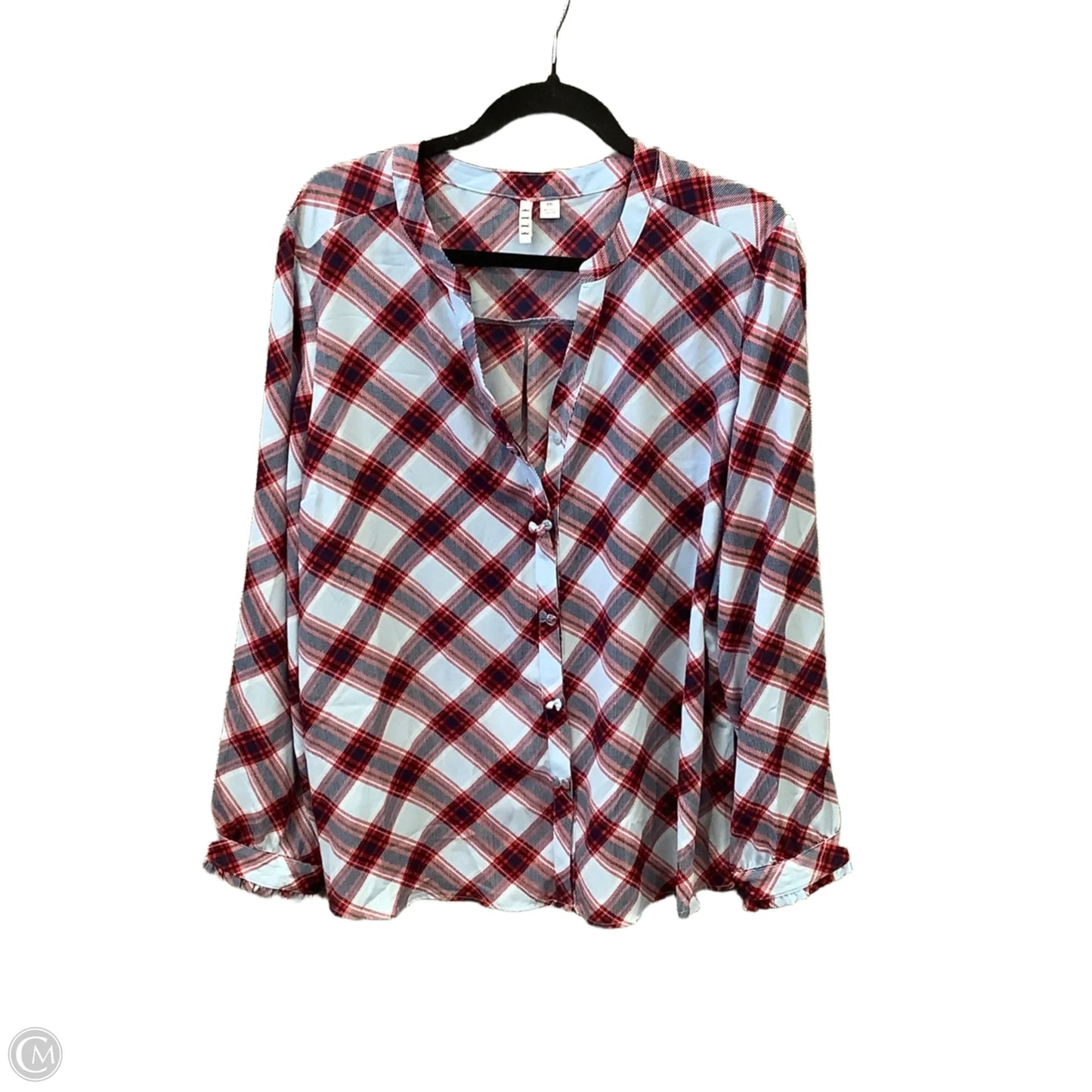 Top Long Sleeve By Elle In Blue & Red, Size: Xxl