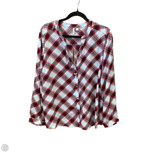 Top Long Sleeve By Elle In Blue & Red, Size: Xxl