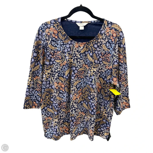 Top Long Sleeve By Cj Banks In Floral Print, Size: 1x