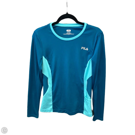 Athletic Top Long Sleeve Crewneck By Fila In Blue, Size: M
