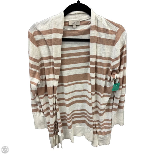 Cardigan By Loft In Striped Pattern, Size: L