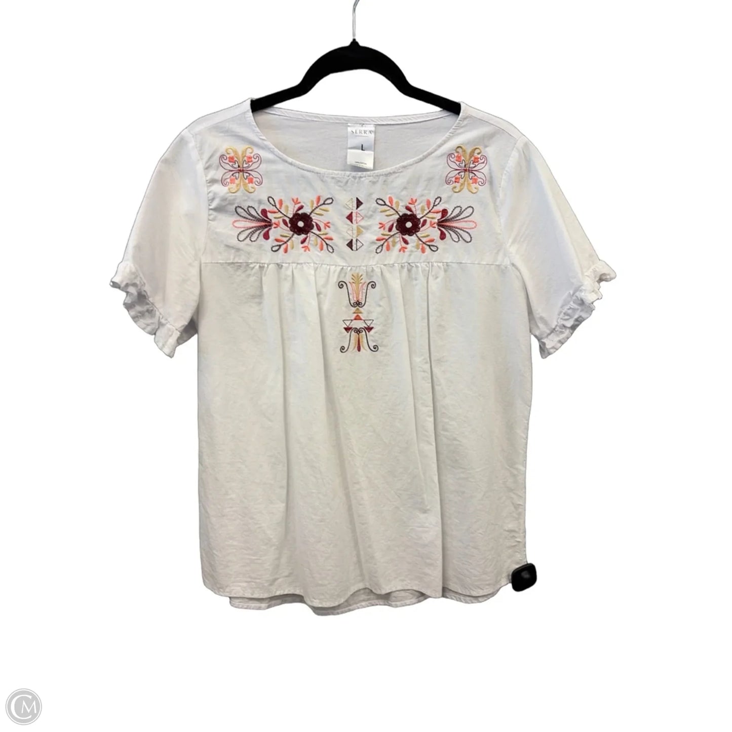 Top Short Sleeve By Serra In White, Size: L