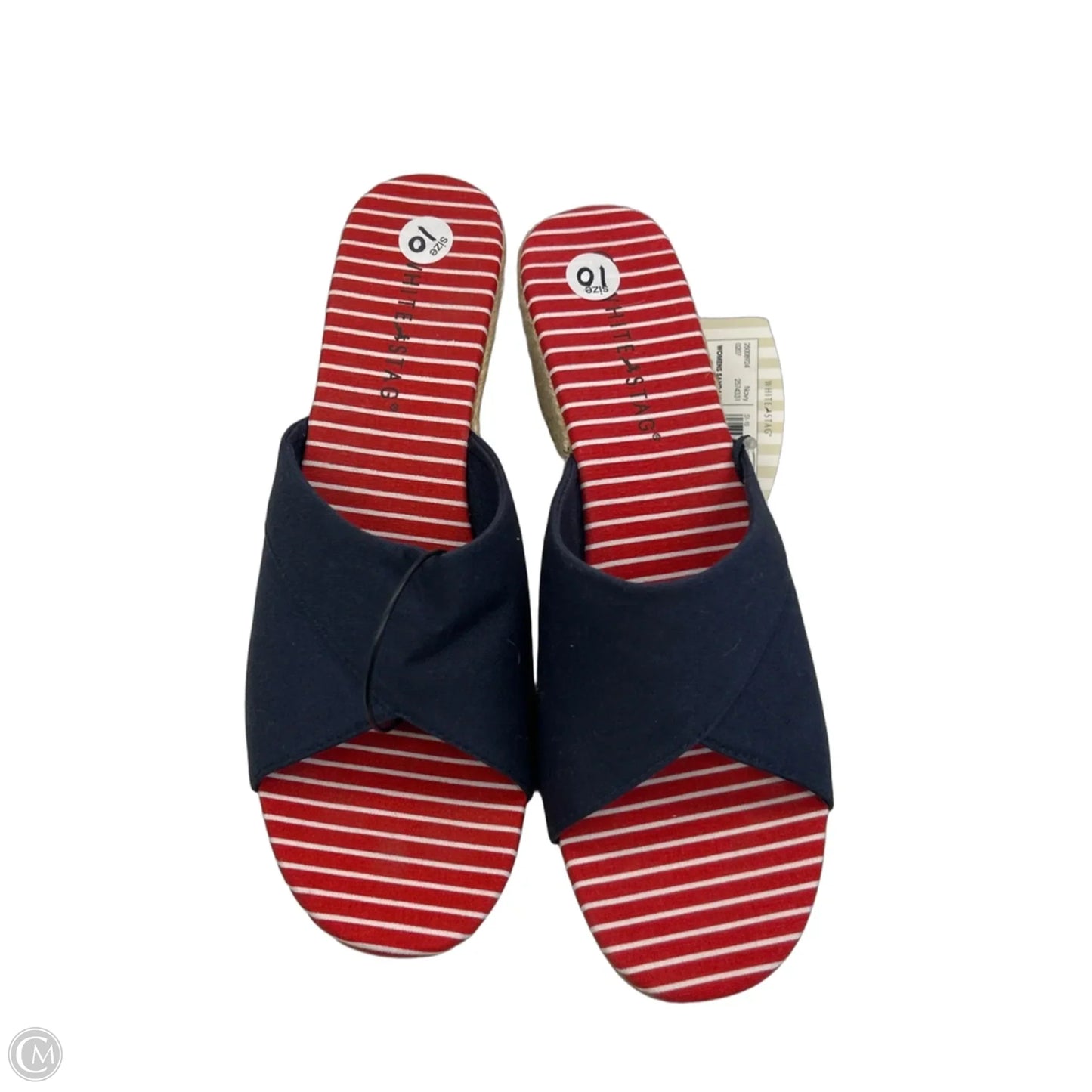 Sandals Heels Wedge By White Stag In Blue & Red & White, Size: 10