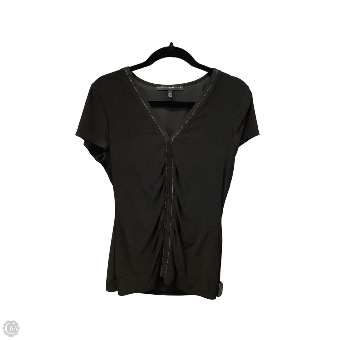 Top Short Sleeve By White House Black Market In Black, Size: M