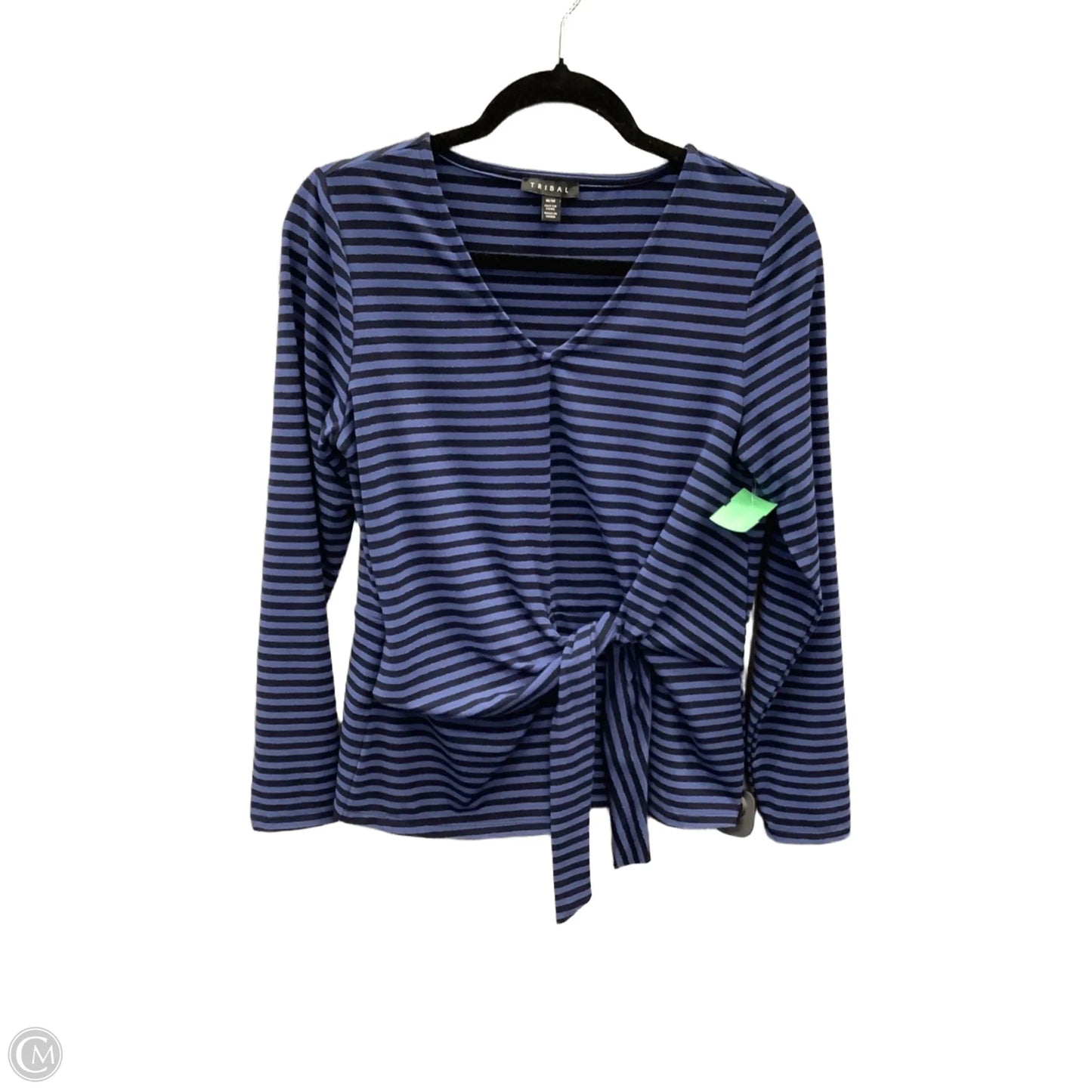 Top Long Sleeve By Tribal In Striped Pattern, Size: M