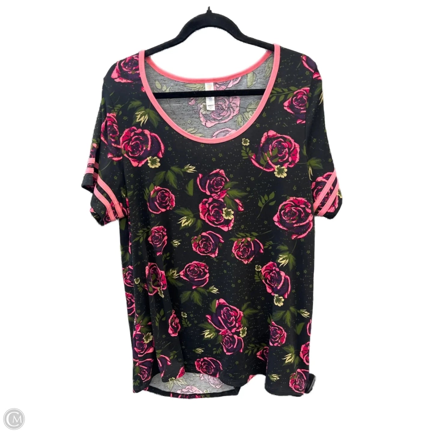 Top Short Sleeve By Lularoe In Floral Print, Size: 2x