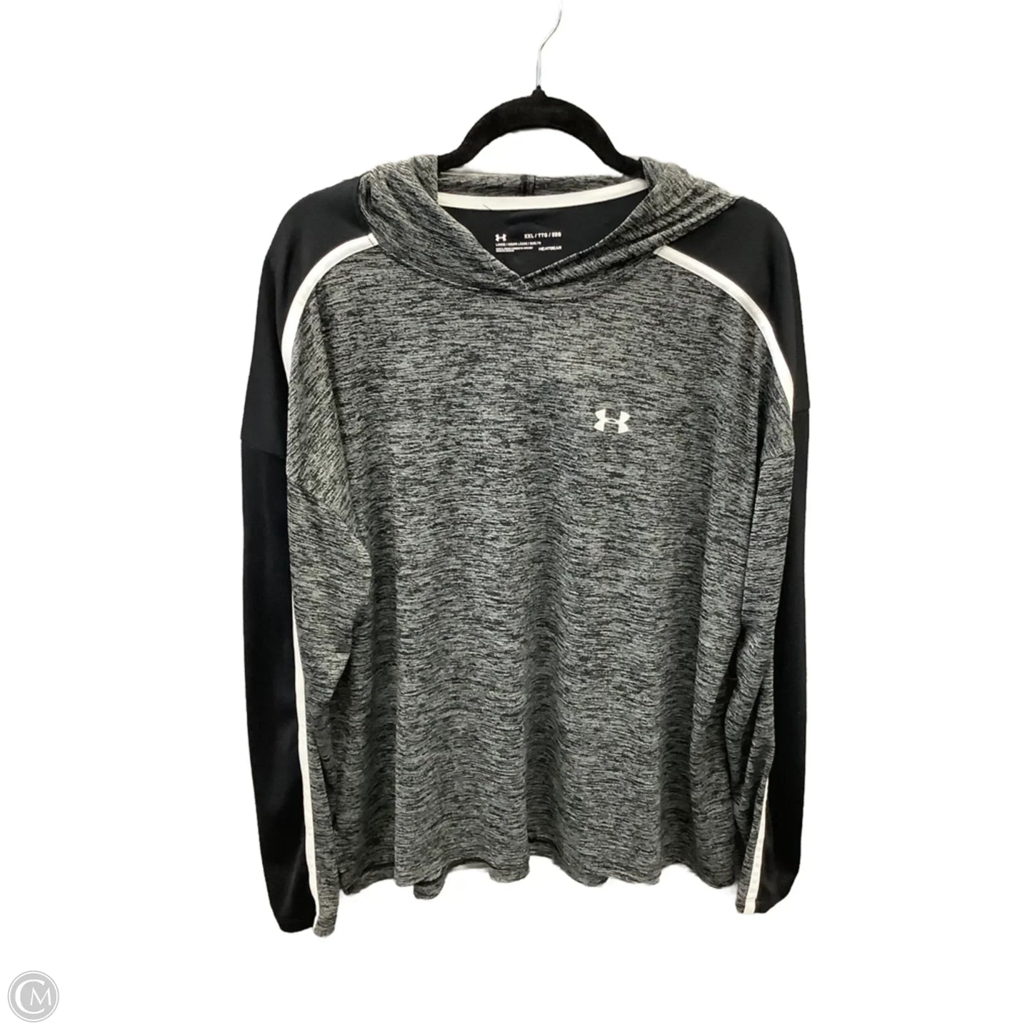 Athletic Top Long Sleeve Hoodie By Under Armour In Black & Grey, Size: Xxl