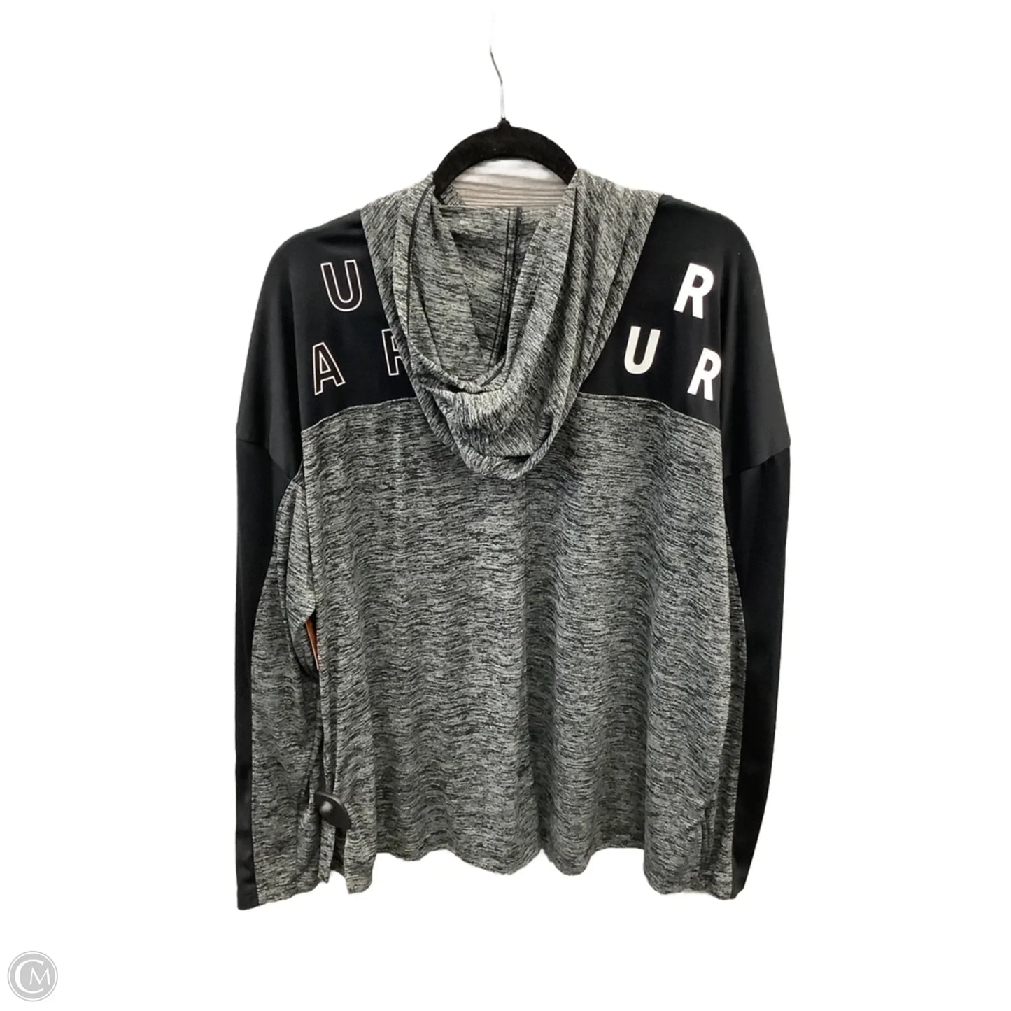Athletic Top Long Sleeve Hoodie By Under Armour In Black & Grey, Size: Xxl