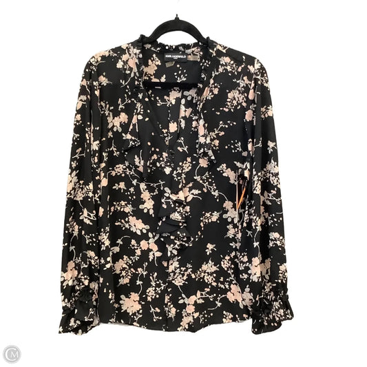 Top Long Sleeve Designer By Karl Lagerfeld In Floral Print, Size: Xl