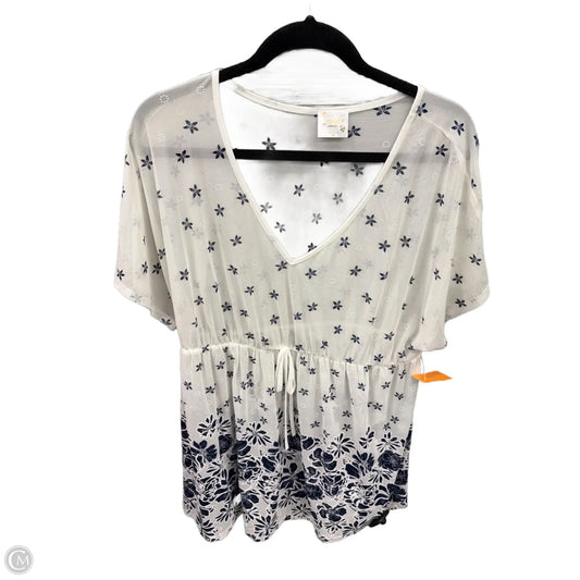 Top Short Sleeve By Siren Lily In Blue & White, Size: 1x
