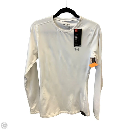 Athletic Top Long Sleeve Collar By Under Armour In White, Size: M