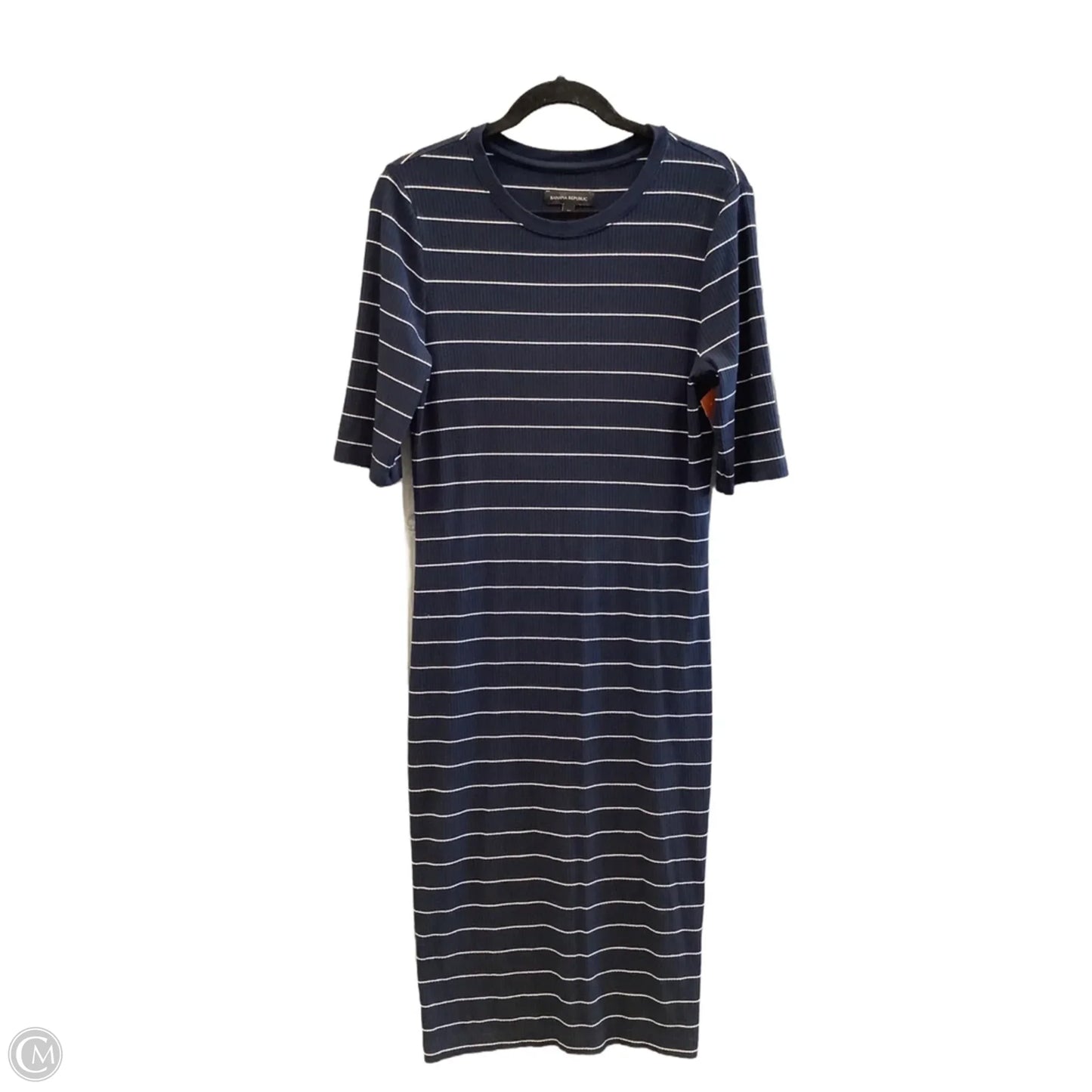 Dress Casual Maxi By Banana Republic In Blue & White, Size: M