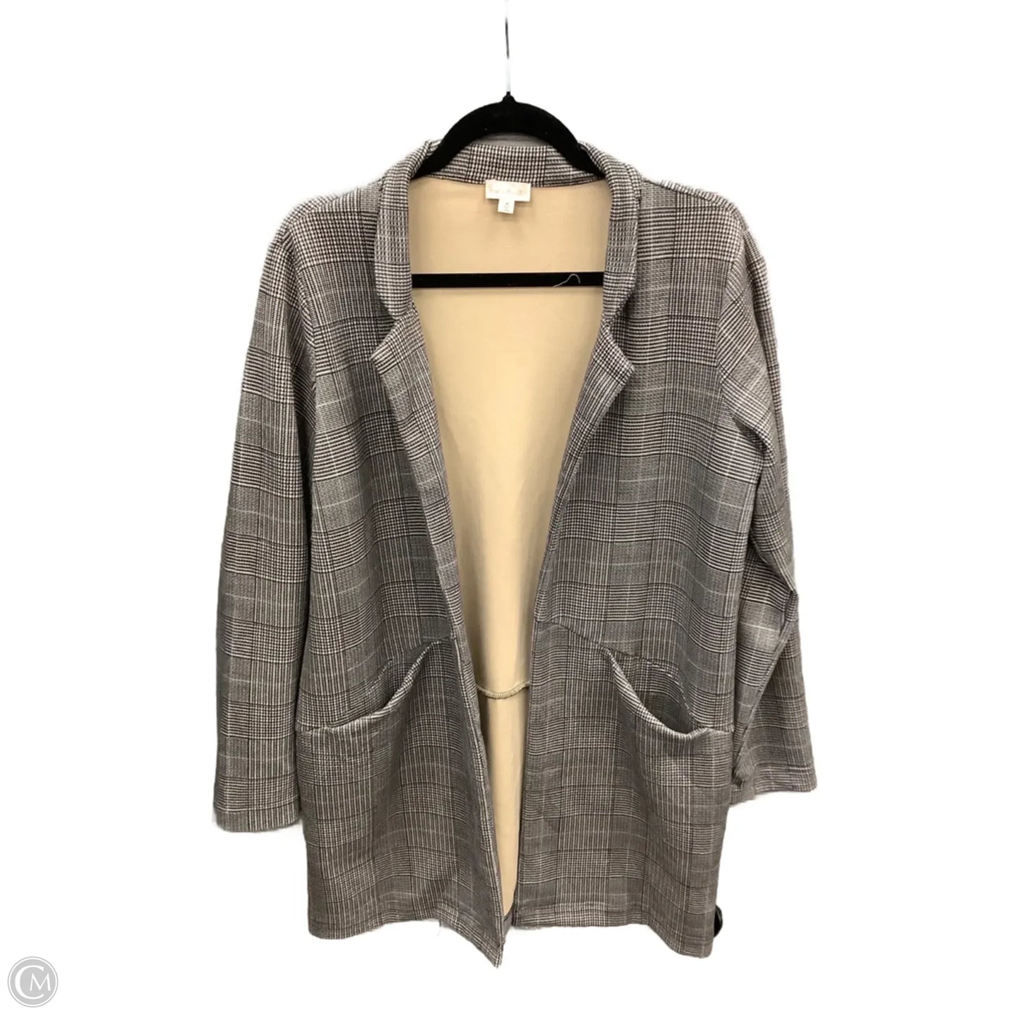 Coat Trench Coat By Hem & Thread In Grey, Size: M