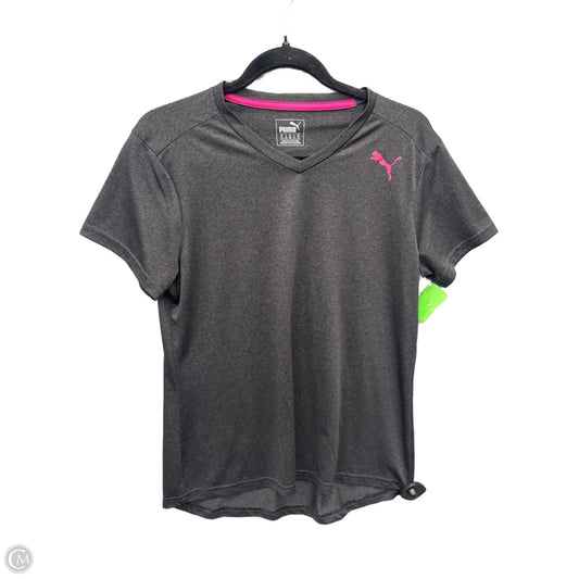 Athletic Top Short Sleeve By Puma In Grey, Size: Xl