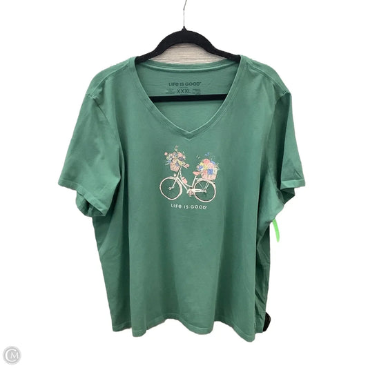 Top Short Sleeve By Life Is Good In Green, Size: 3x