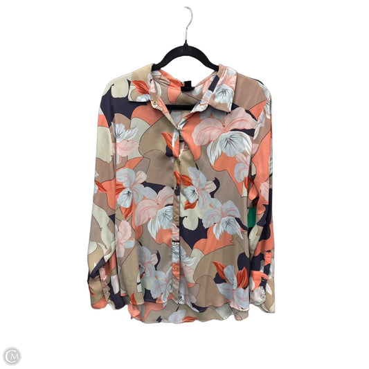 Top Long Sleeve By Worthington In Floral Print, Size: Xxl