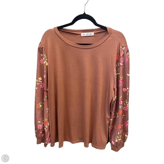 Top Long Sleeve By Clothes Mentor In Brown, Size: 2x