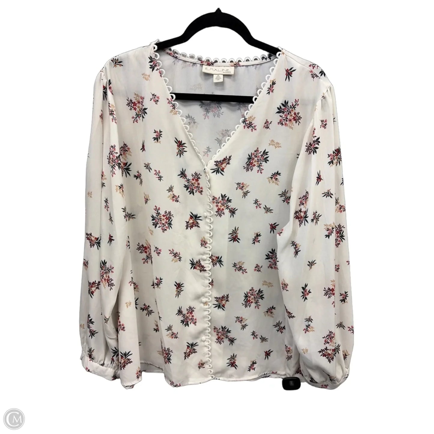 Top Long Sleeve By Emaline In Floral Print, Size: 2x