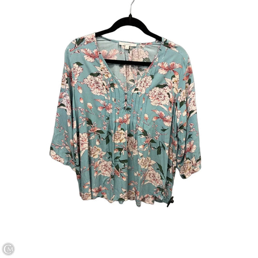 Top 3/4 Sleeve By Clothes Mentor In Floral Print, Size: 1x