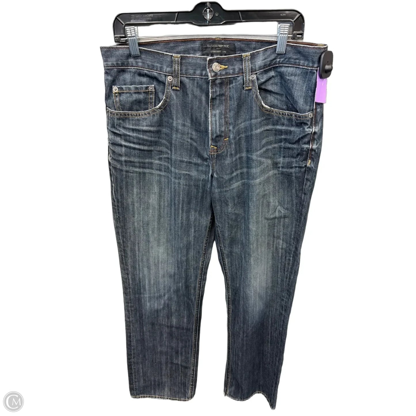 Jeans Straight By Banana Republic In Blue Denim, Size: 14