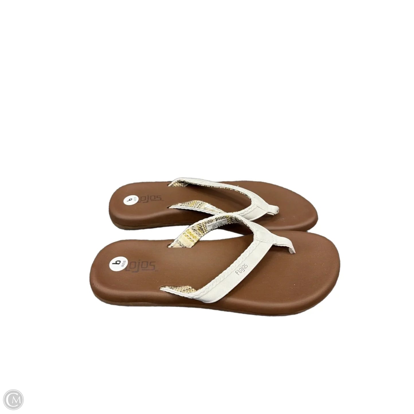 Sandals Flip Flops By Clothes Mentor In Brown & White, Size: 9