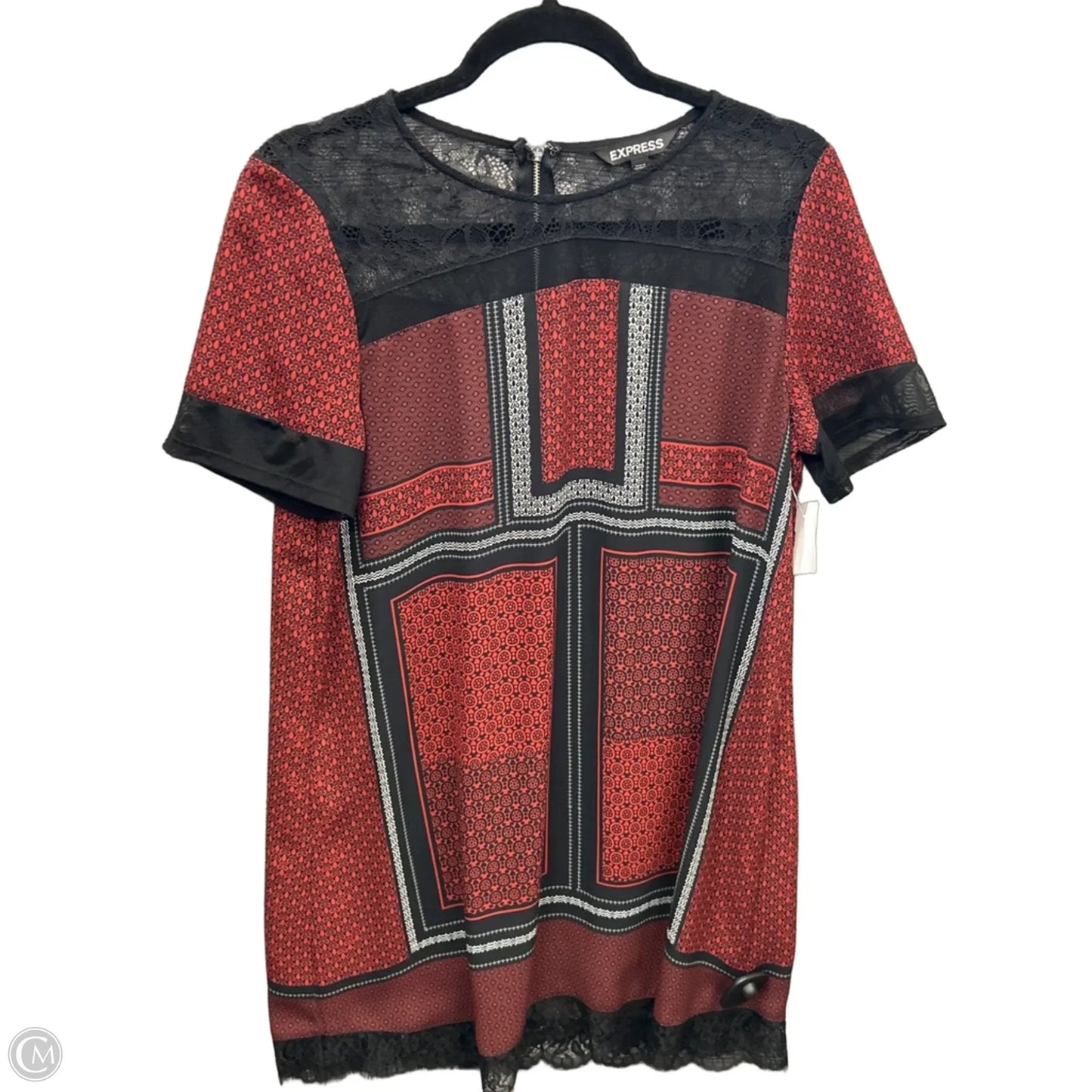 Dress Casual Midi By Express In Black & Red, Size: Sp