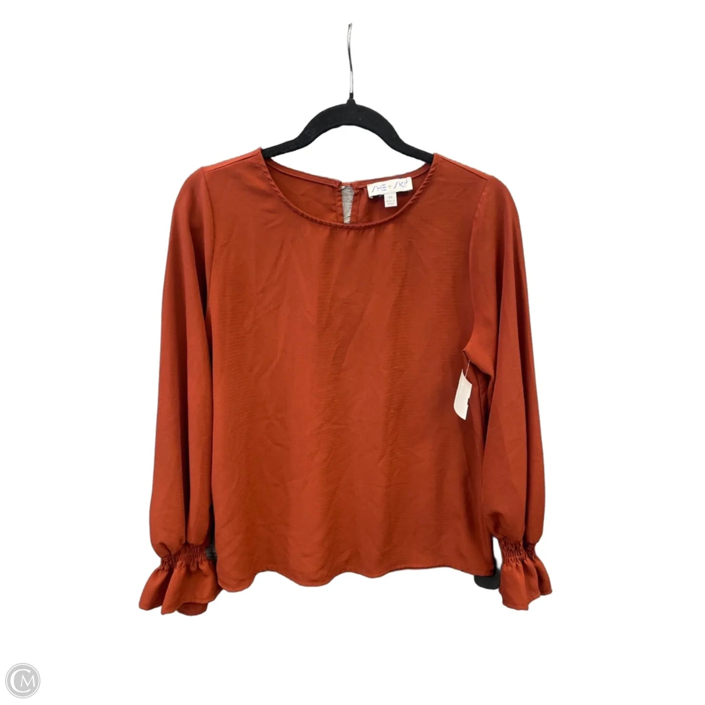 Top Long Sleeve By She + Sky In Orange, Size: M