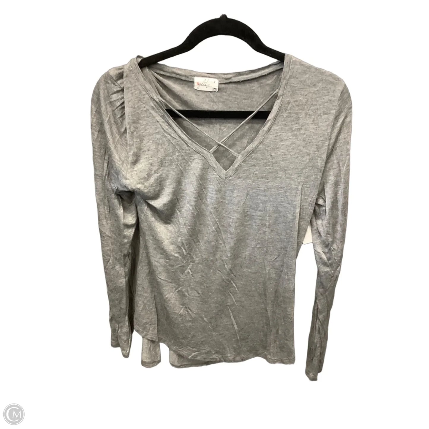 Top Long Sleeve By Glitz In Grey, Size: Xl