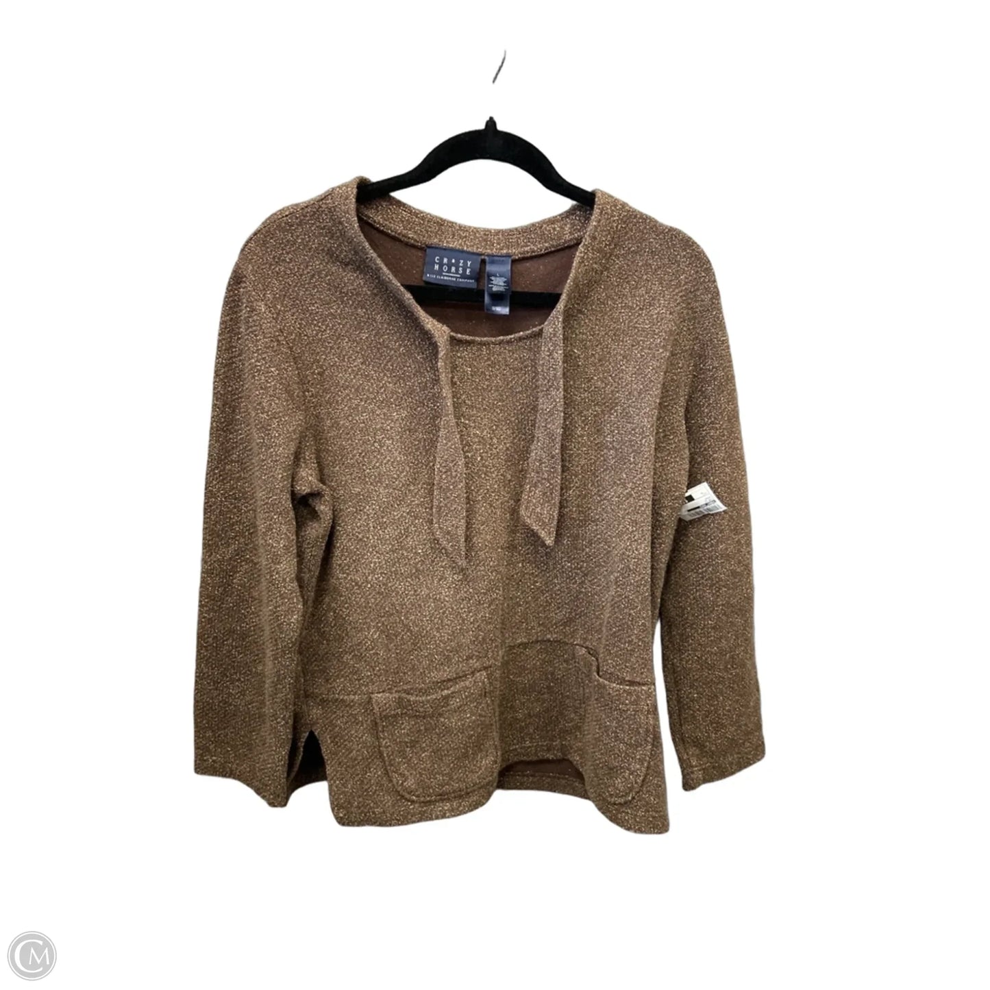 Top Long Sleeve By Crazy Horse In Brown, Size: L