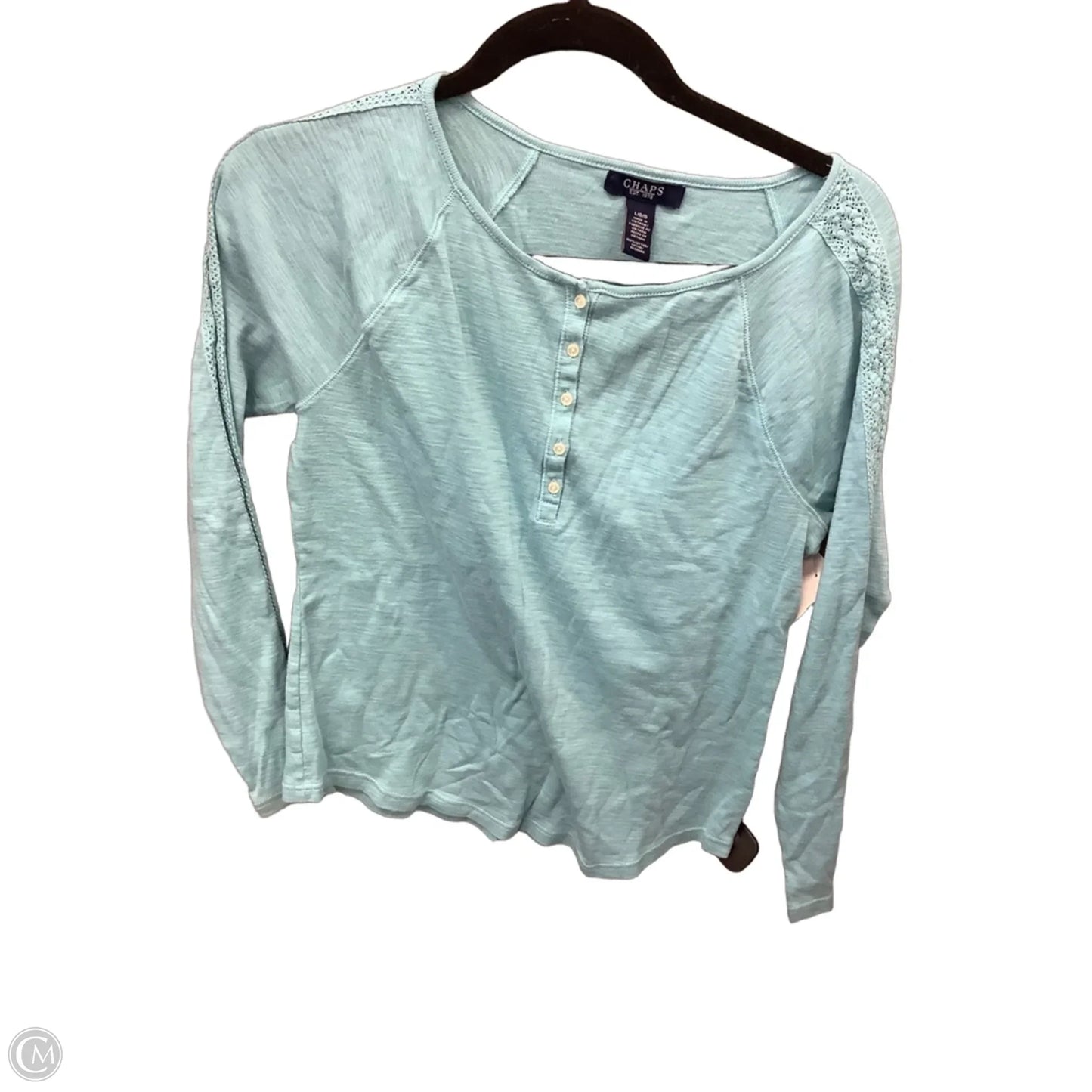 Top Long Sleeve By Chaps In Aqua, Size: L