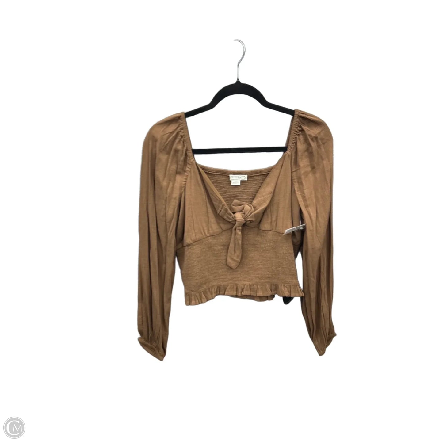 Top Long Sleeve By American Eagle In Brown, Size: L