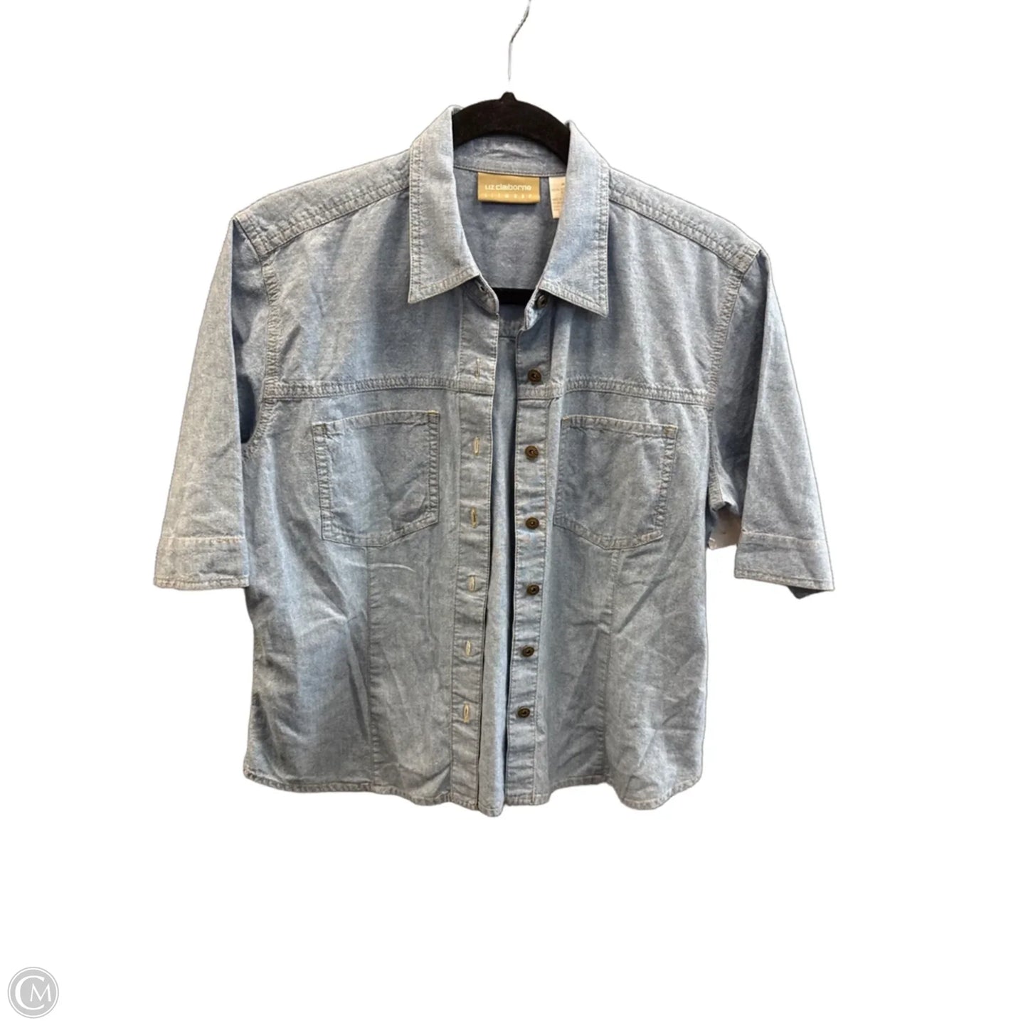 Top Short Sleeve By Liz Claiborne In Blue Denim, Size: M