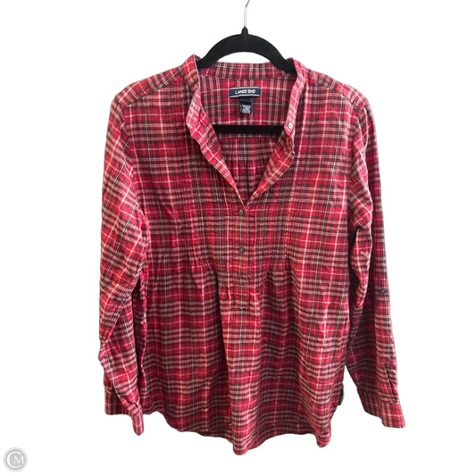 Top Long Sleeve By Lands End In Plaid Pattern, Size: L