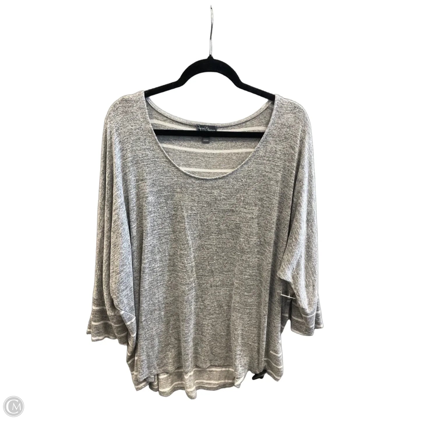 Top Long Sleeve By Market & Spruce In Grey & White, Size: 3x