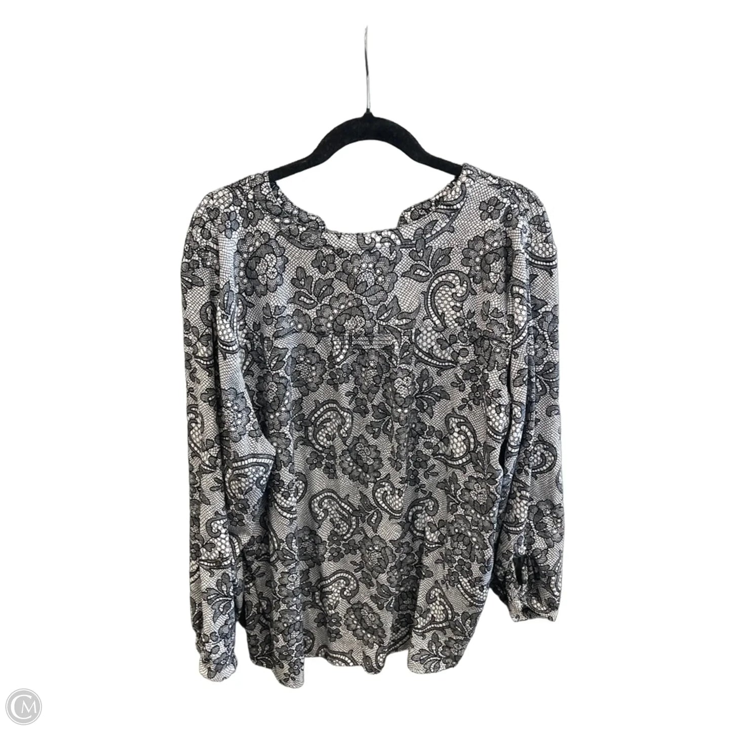 Top Long Sleeve By Croft And Barrow In Black & White, Size: 2x