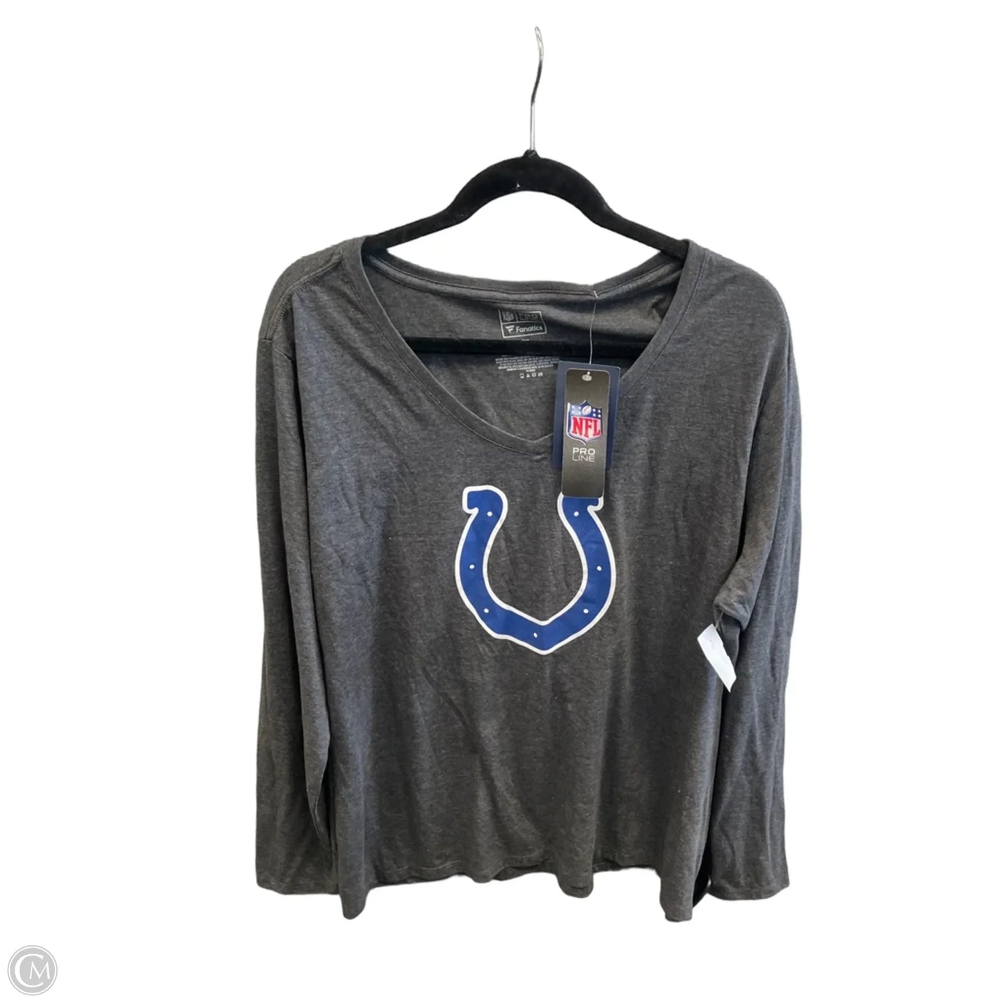 Top Long Sleeve By Fanatics In Grey, Size: 3x