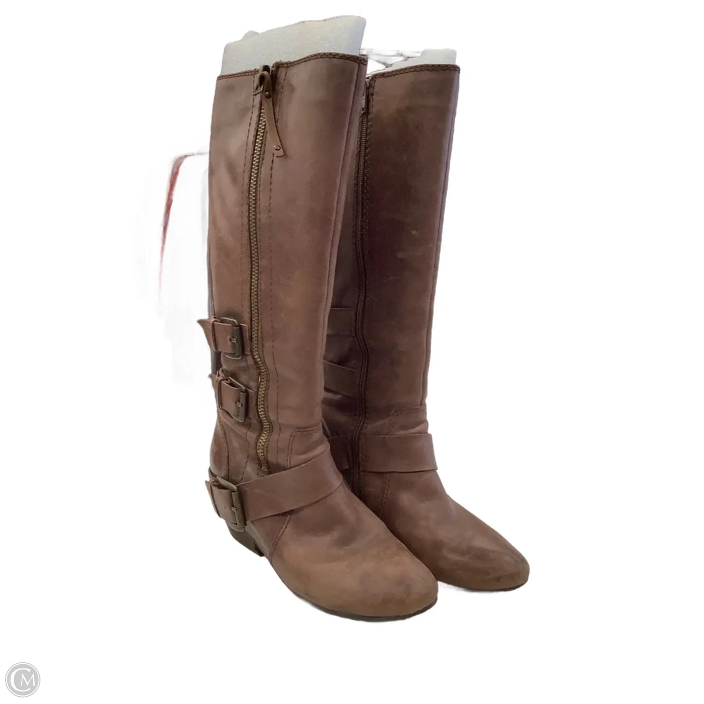 Boots Mid-calf Flats By Clothes Mentor In Brown, Size: 8.5