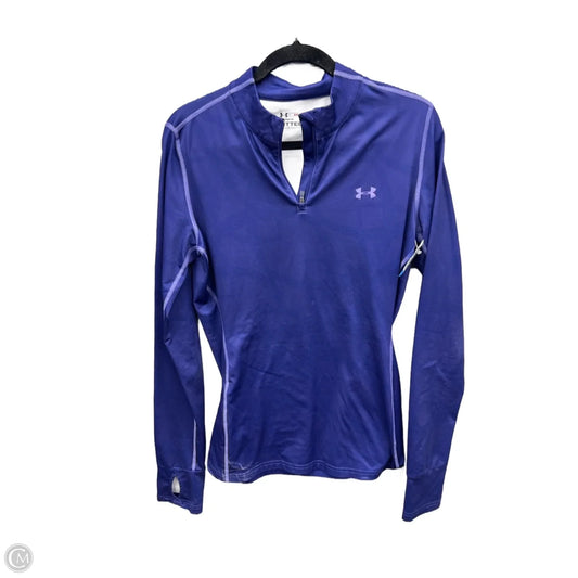 Athletic Top Long Sleeve Collar By Under Armour In Purple, Size: L