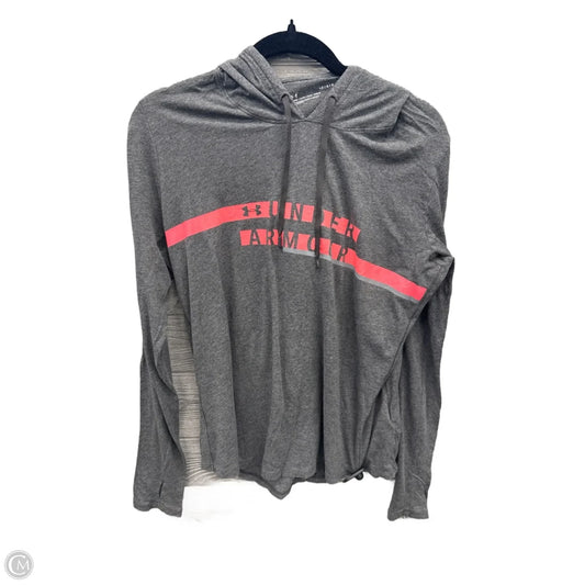 Athletic Top Long Sleeve Hoodie By Under Armour In Grey, Size: L