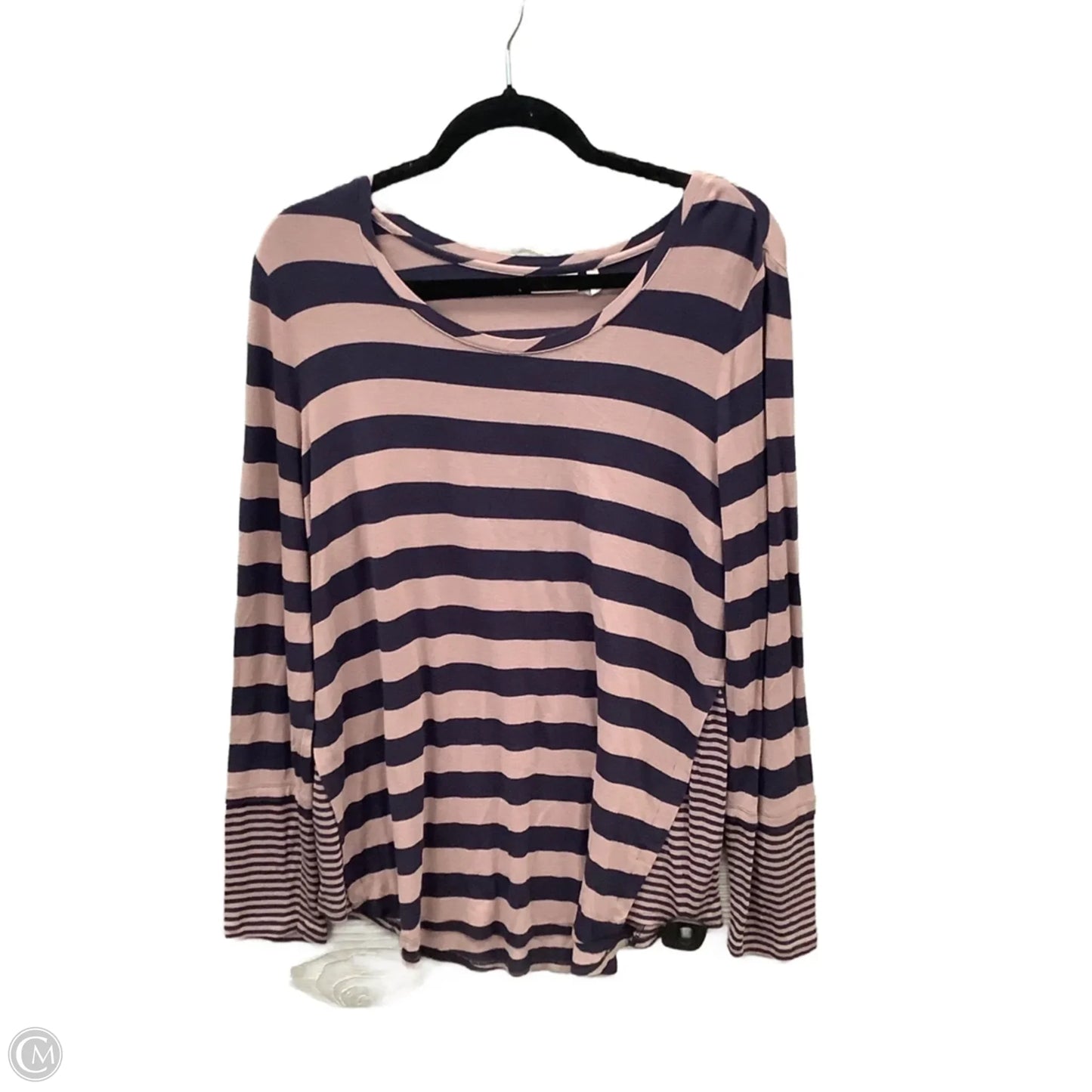 Top Long Sleeve By Logo In Striped Pattern, Size: L
