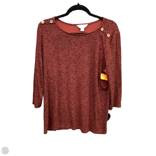 Top 3/4 Sleeve By Liz Claiborne In Red, Size: Xl