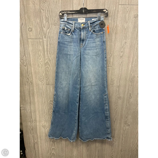 Jeans Wide Leg By Frame In Blue Denim, Size: 0