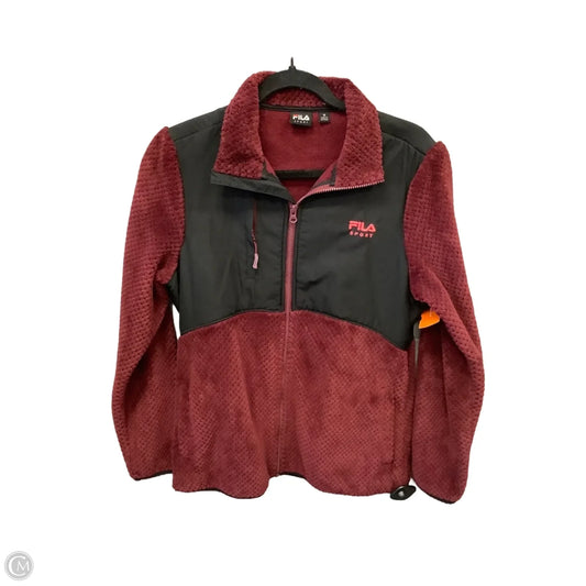 Jacket Fleece By Fila In Black & Red, Size: M