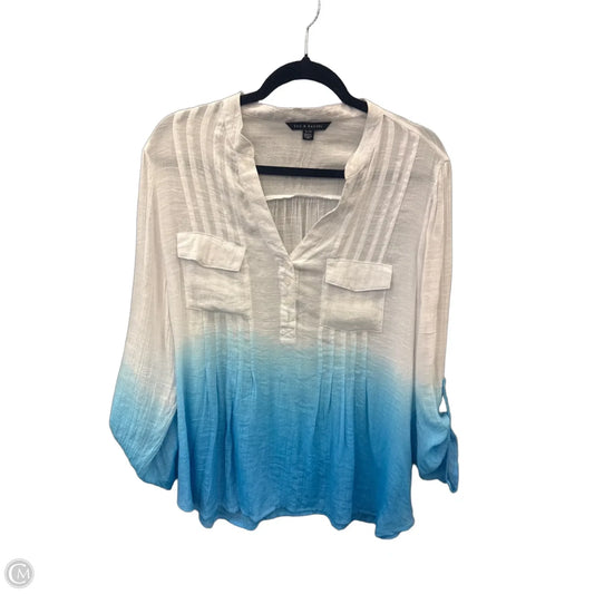 Top Long Sleeve By Zac And Rachel In Blue & White, Size: Xl