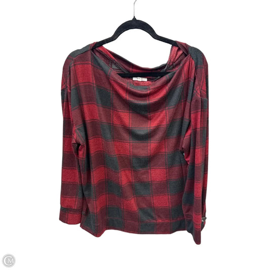 Top Long Sleeve By Maurices In Plaid Pattern, Size: Xxl