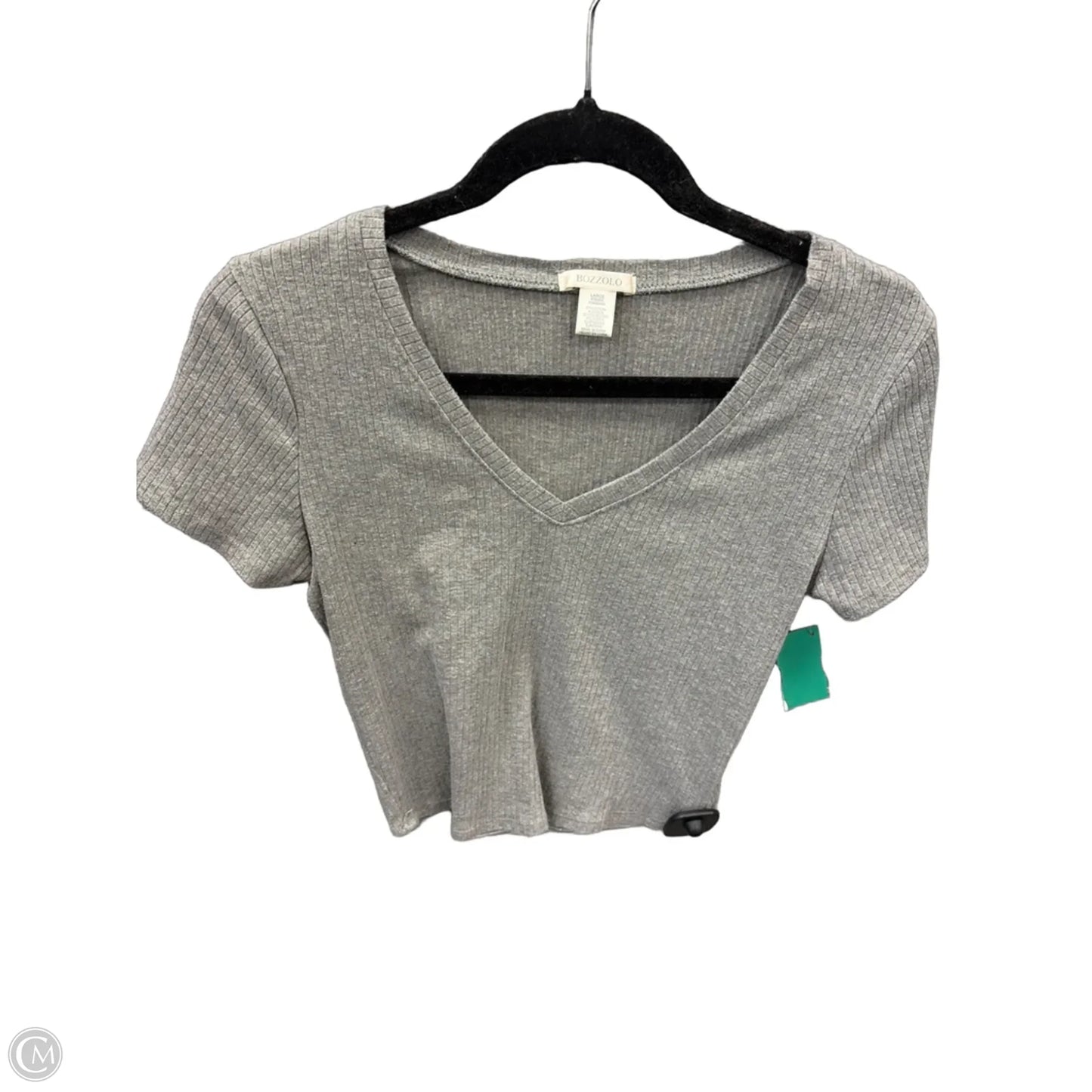 Top Short Sleeve Basic By Bozzolo In Grey, Size: L