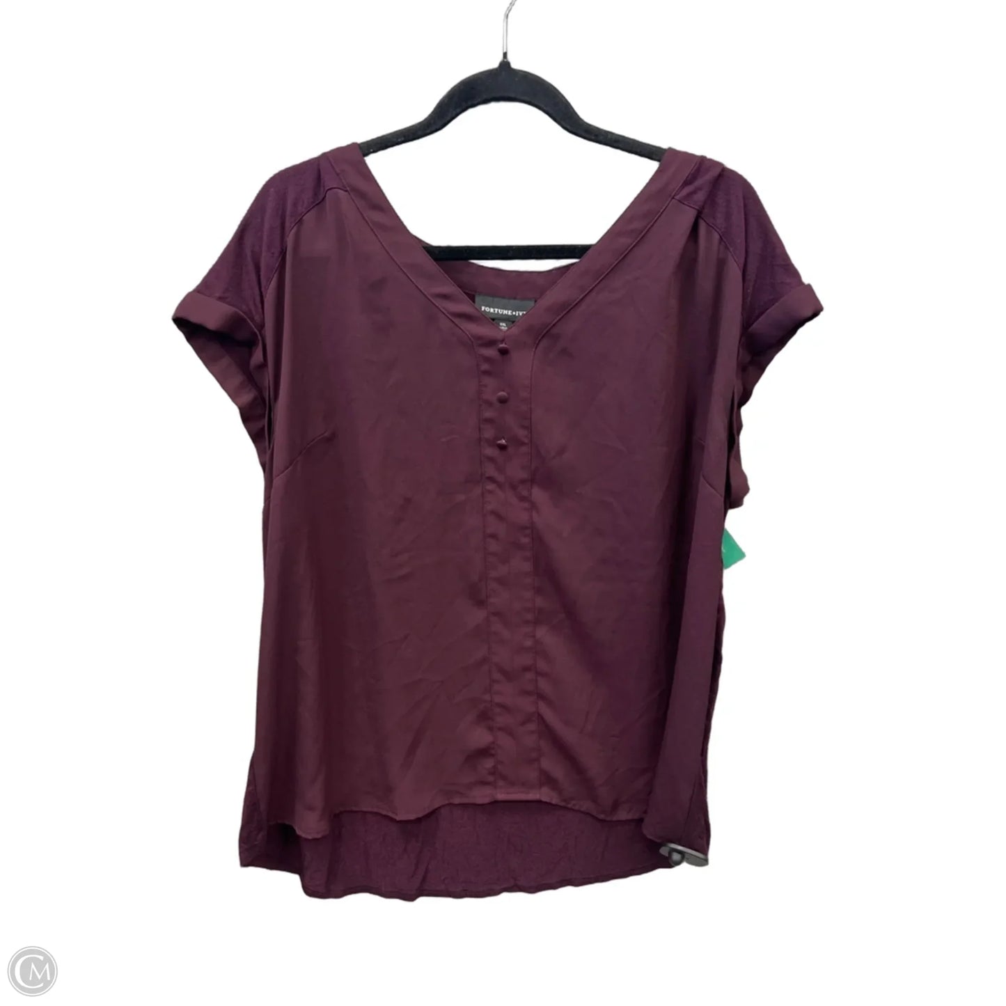 Top Short Sleeve By Fortune & Ivy In Maroon, Size: Xxl