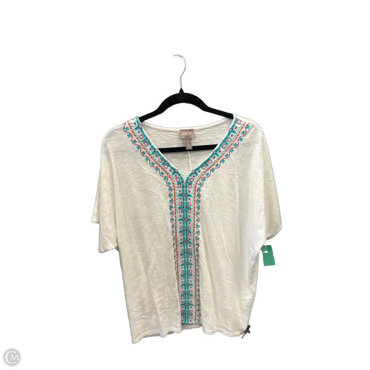 Top Short Sleeve By Chicos In White, Size: Xl