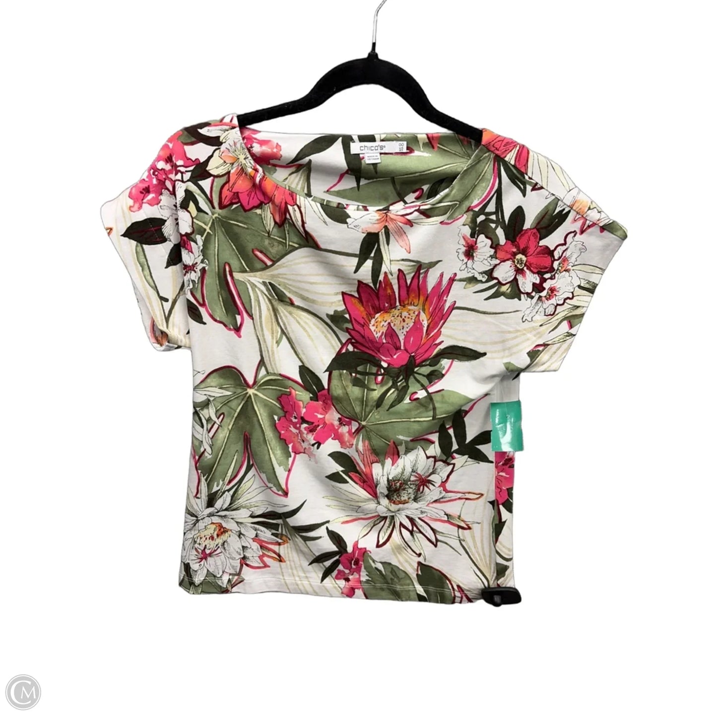 Top Short Sleeve By Chicos In Floral Print, Size: Xs
