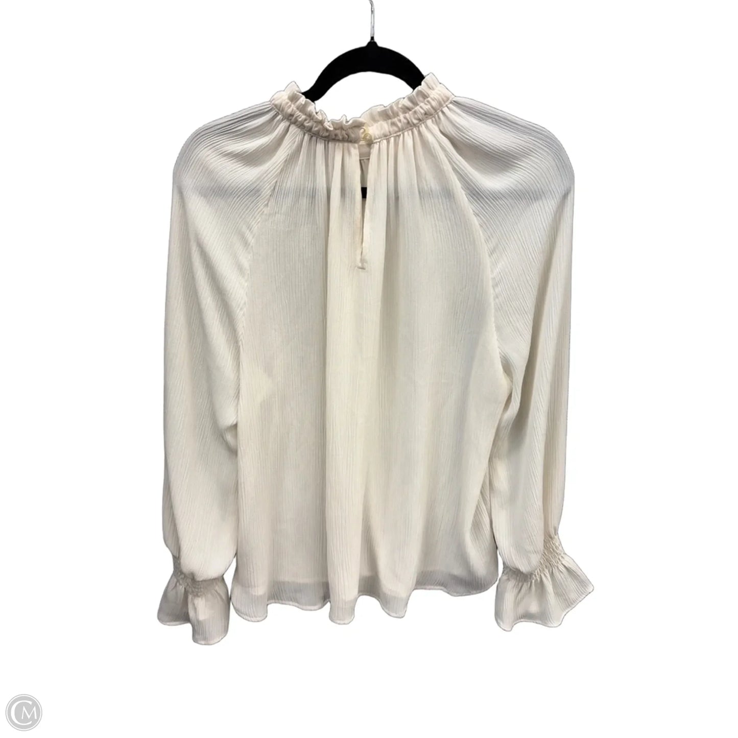 Blouse Long Sleeve By Loft In Cream, Size: Lp